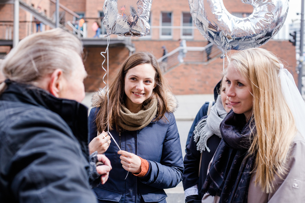 JGA in der Hamburger Speicherstadt bei Aprilwetter